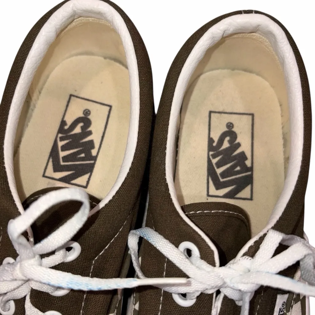 Vans Era Checkerboard Olive Beech Green & Cream Lace Up Sneakers Shoes size 5.5 - Image 7