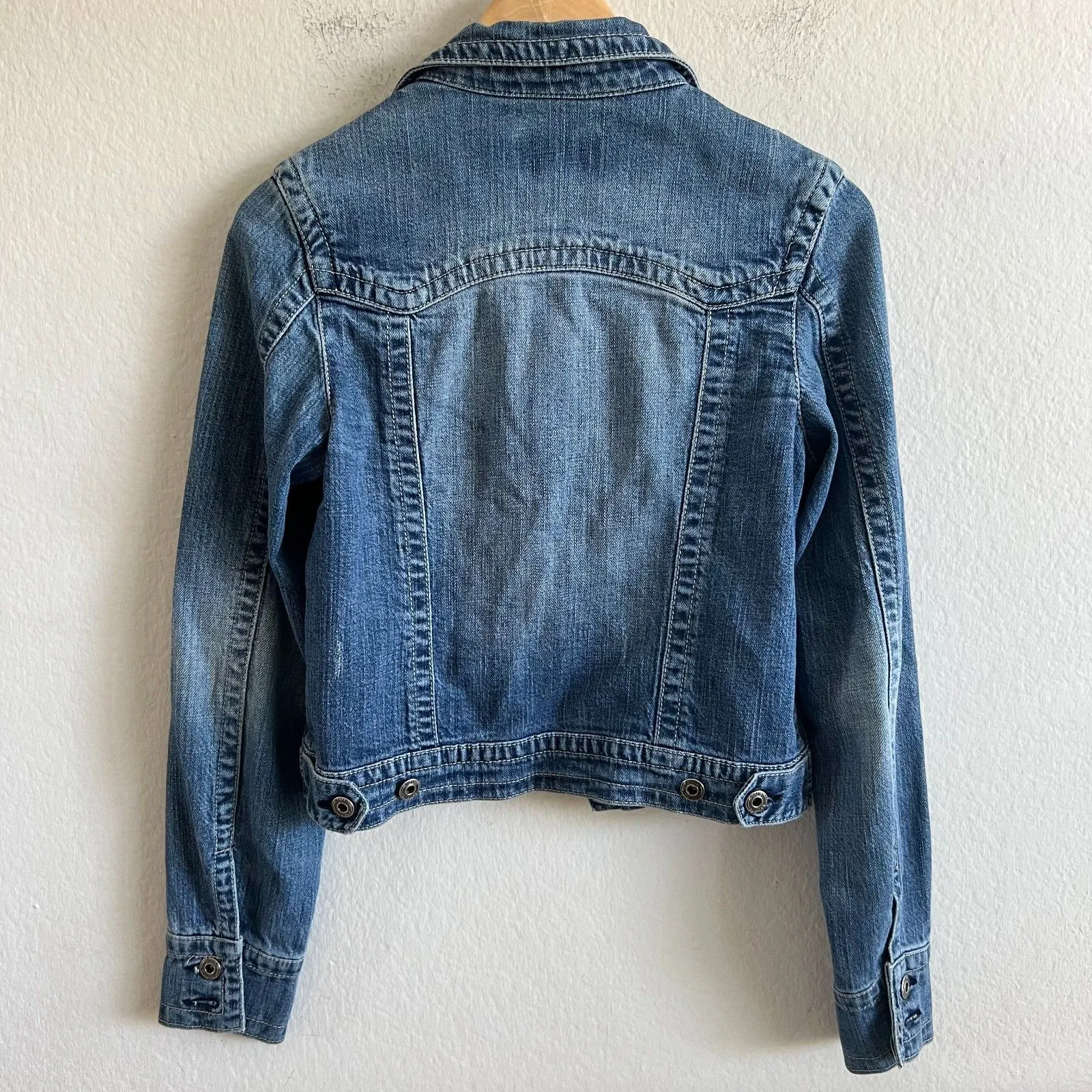 BLUE ASPHALT Vintage Y2K 2000s Blue Denim Jeans Jacket Womens Small Whimsigoth - Image 2