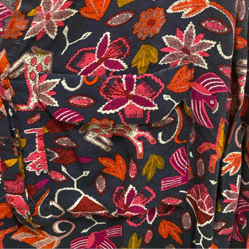 Anthropologie Maeve Primitive Animal Print Nature Artsy Novelty Blouse Size 0 - Image 7