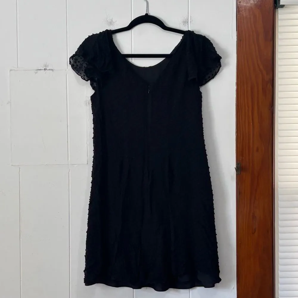 J.Crew‎ Black Clip Dot Flutter Sleeve Silk Dress Size 2 - Image 5