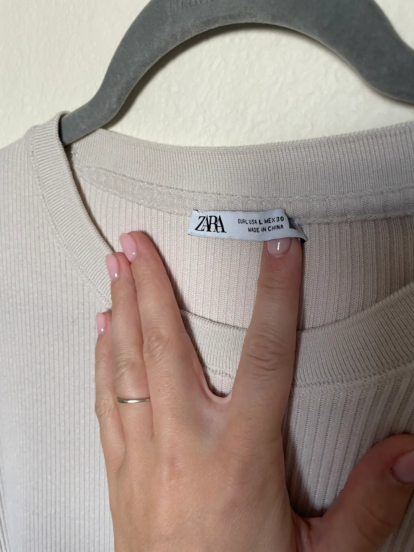 ZARA Long Sleeve Ribbed Top - Image 3