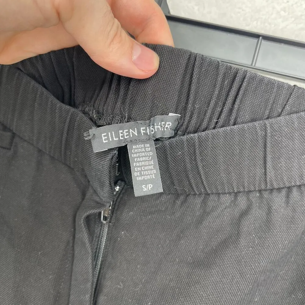 EILEEN FISHER Pants Women Size Small Black Trousers 100% Tencel Lyocell Mid Rise - Image 4