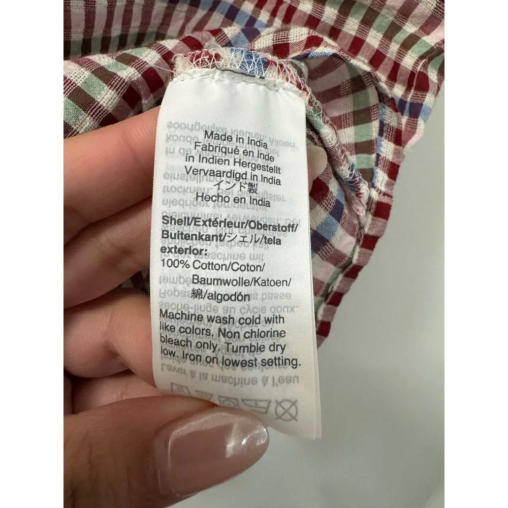 Madewell NWT XXS Boxy V Neck Short Sleeve Tie Front Cotton Mini Plaid Top - Image 7