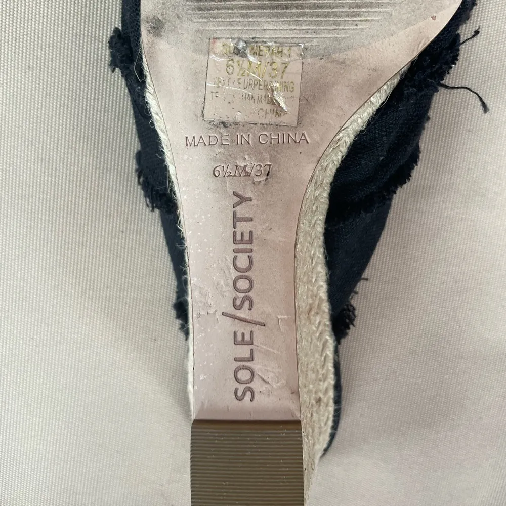 Sole Society Fabric‎ Knot Slip On Espadrille Wedges in Black Size 6.5 - Image 7
