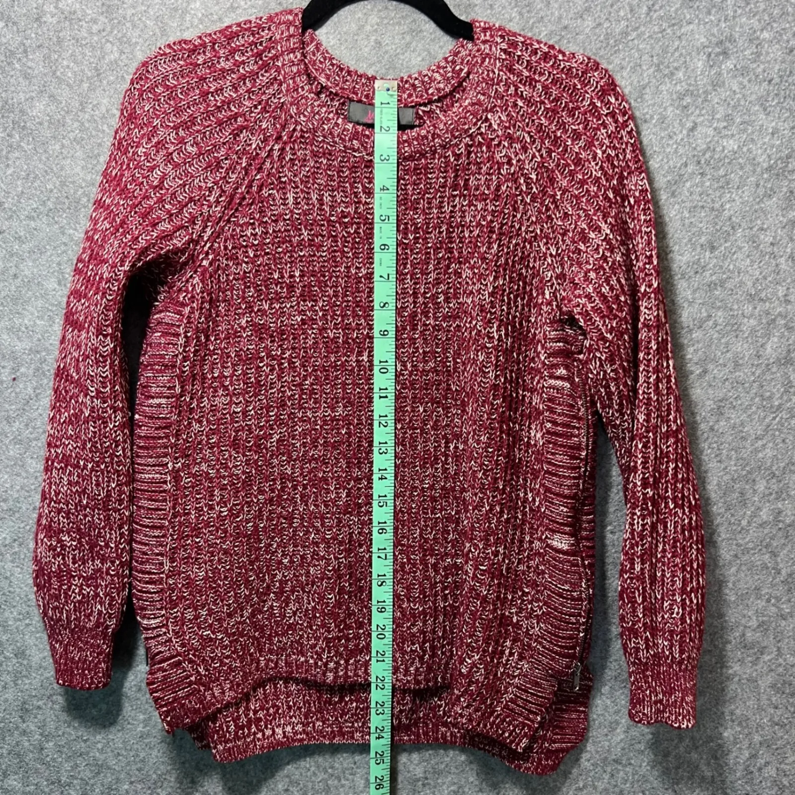 Marled Reunited Clothing Womens Sweater Red White Knit Side Zip Pullover Size M Size M - Image 7
