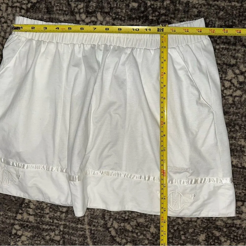 Wimbledon Vintage Womens Size L White Embroidered Logo Cotton Blend Tennis Skirt Size L - Image 5