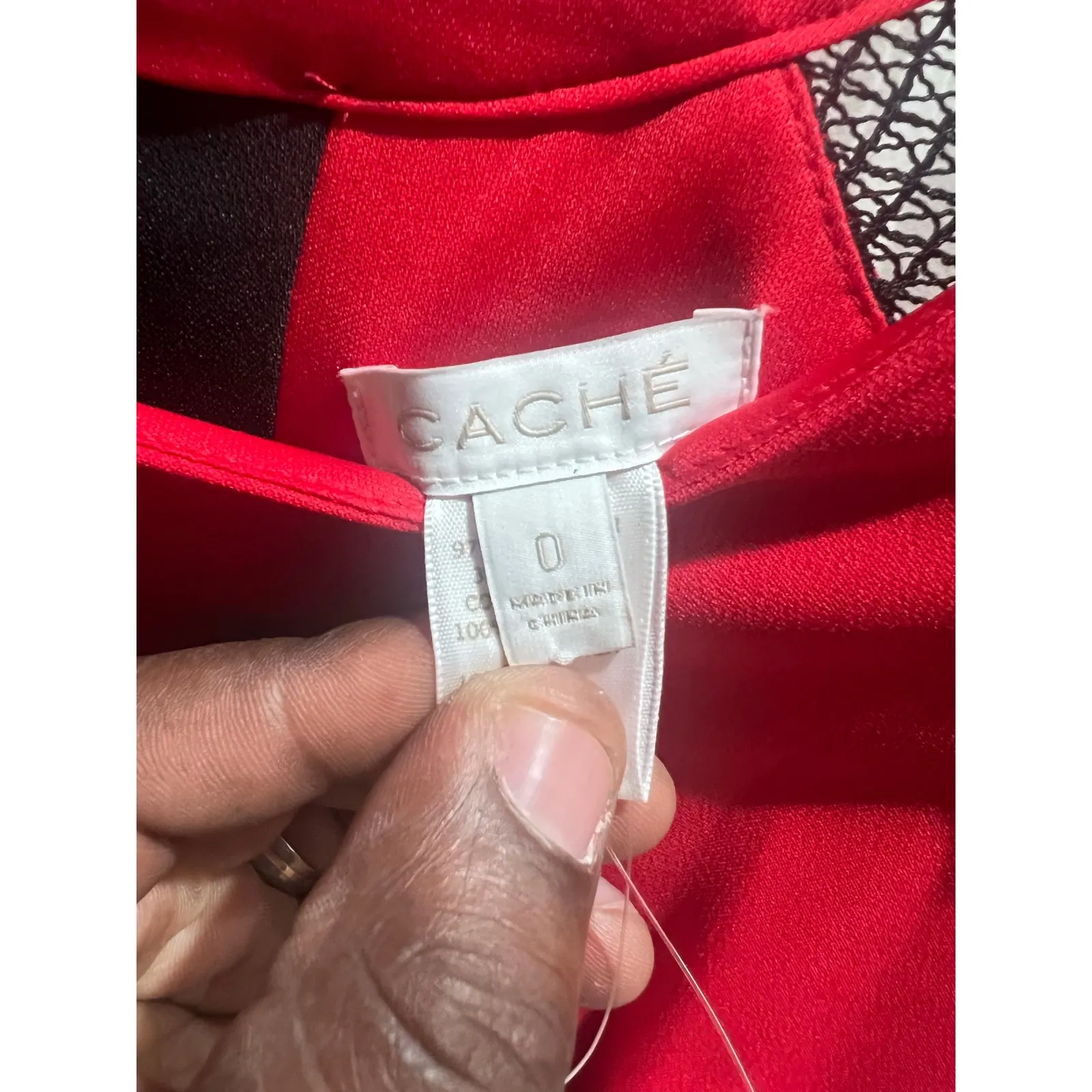 Caché Women’s Red Black Mesh Bodycon Cocktail Mini Dress Size 0 NWT - Image 8