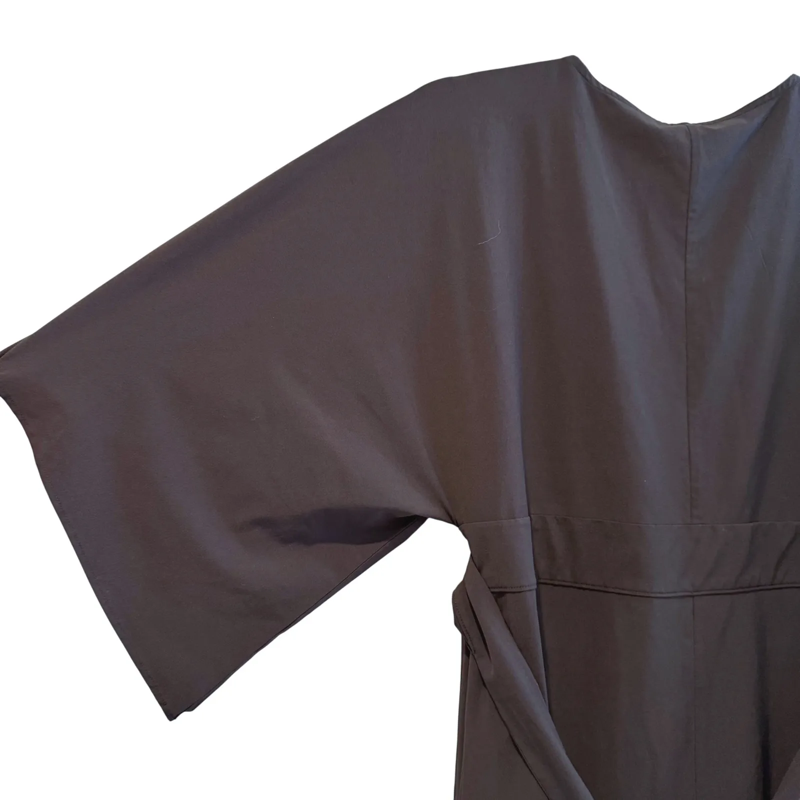 Athleta Calistoga Black Wrap Dress Midi Kimono Sleeve Side Tie Womens Large - Image 3