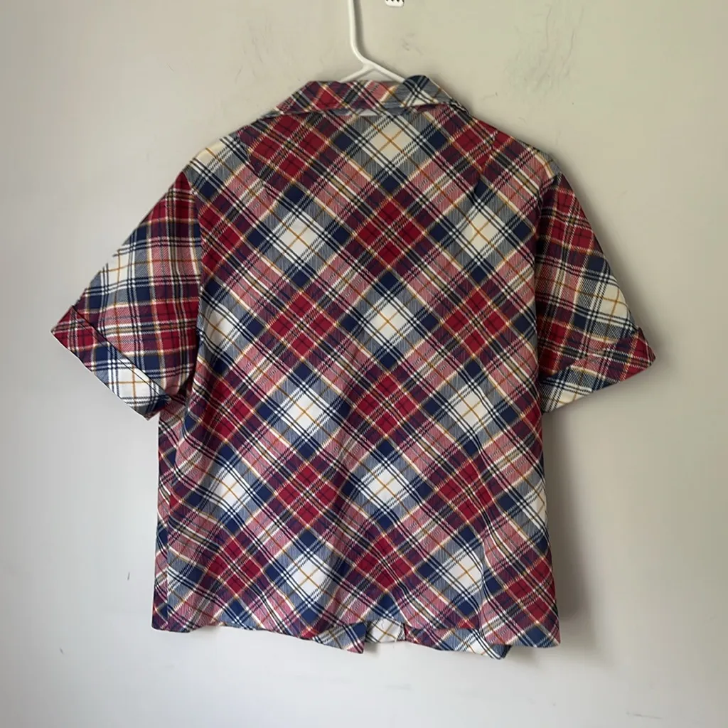 Vtg 60s Bogart of Texas Women’s Button Down Plaid Shirt 🗝️ Red Size XL - Image 5