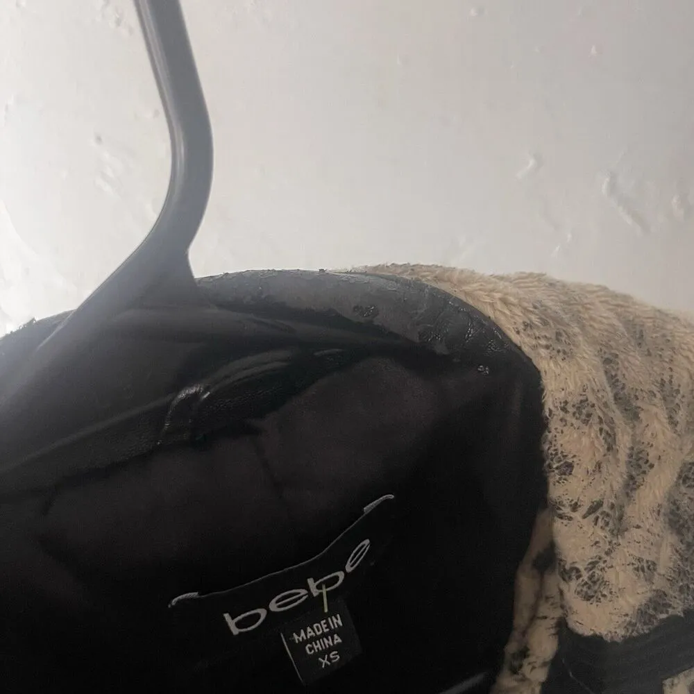 Bebe Y2k Girlie Womens Size XS Cheetah Mob Wive Faux Fur Long Button Trench Coat - Image 6