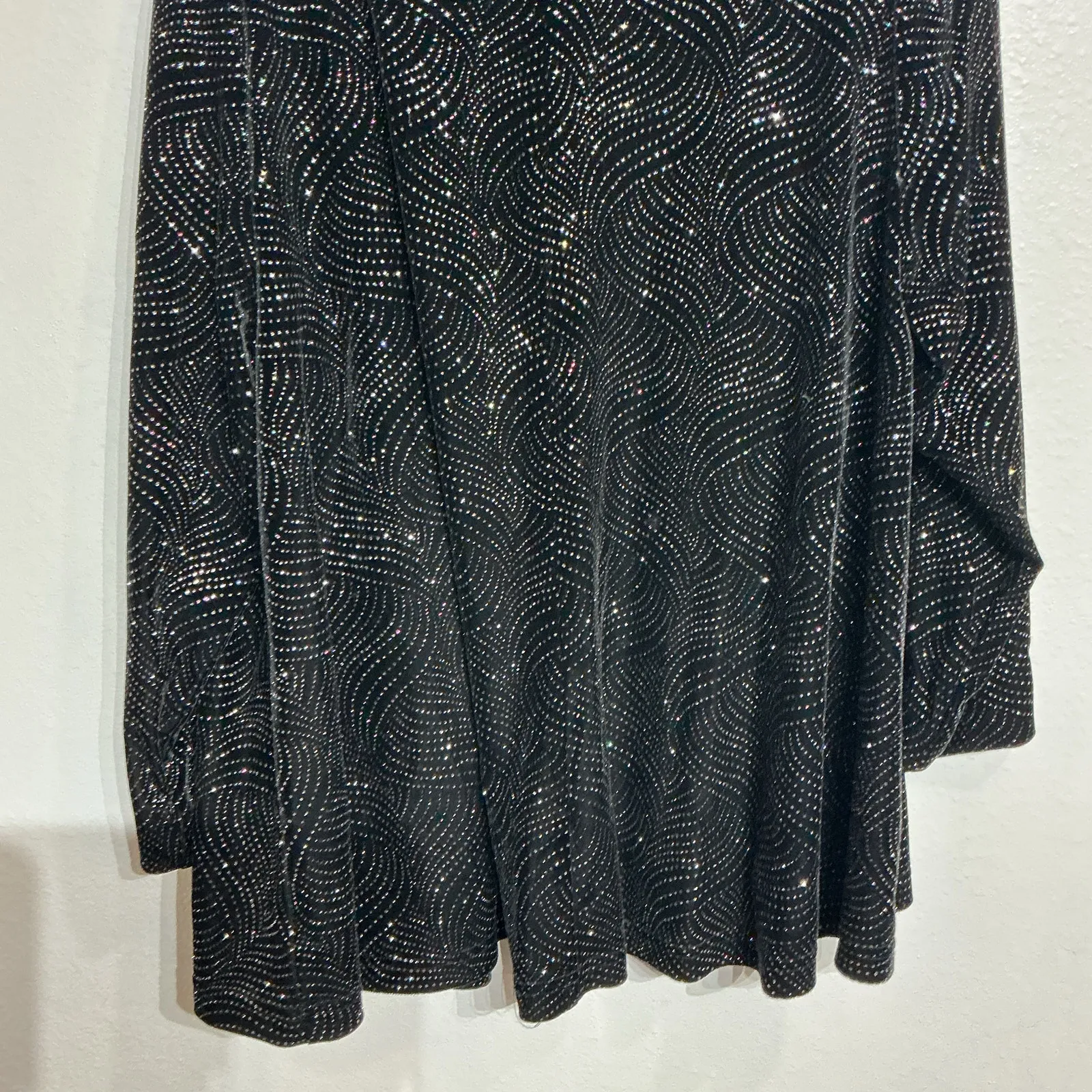 MSK Black Rhinestone Open Front Drape Cardigan Sz L Size L - Image 8