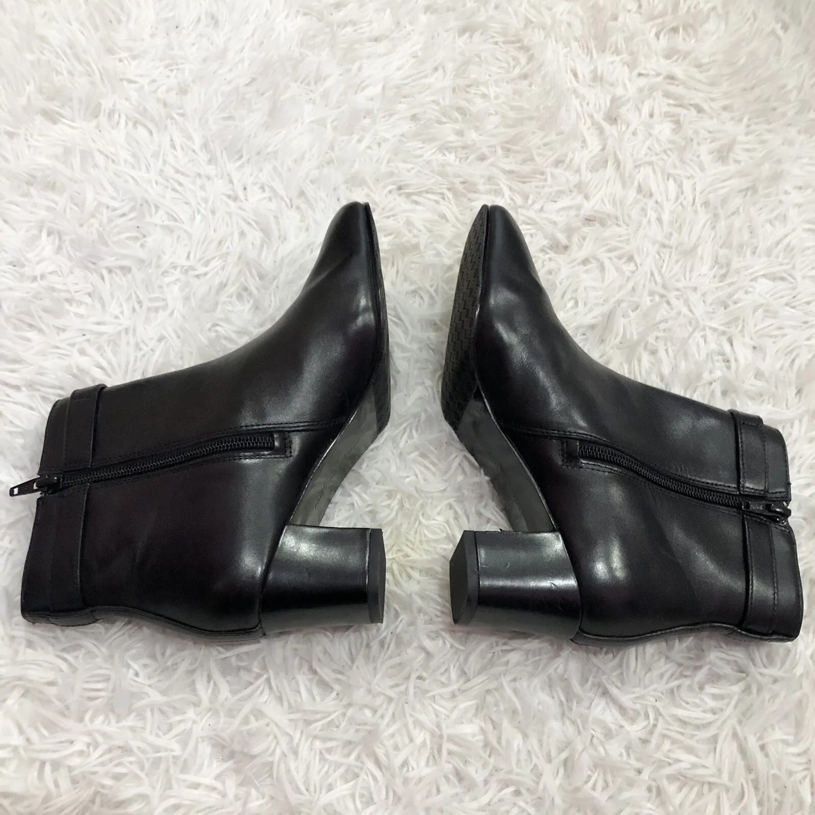 Antonio Melanie Hardine‎ Leather Ankle Heel Boots Black 7.5 - Image 4