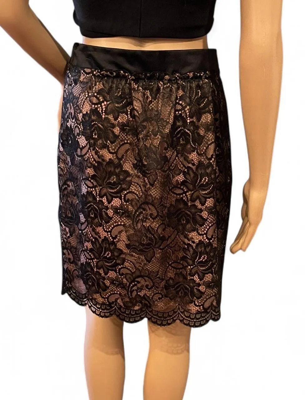 NWOT! Trina Turk Silk Skirt Black Lace Short Side-zip Size 6  - Image 5