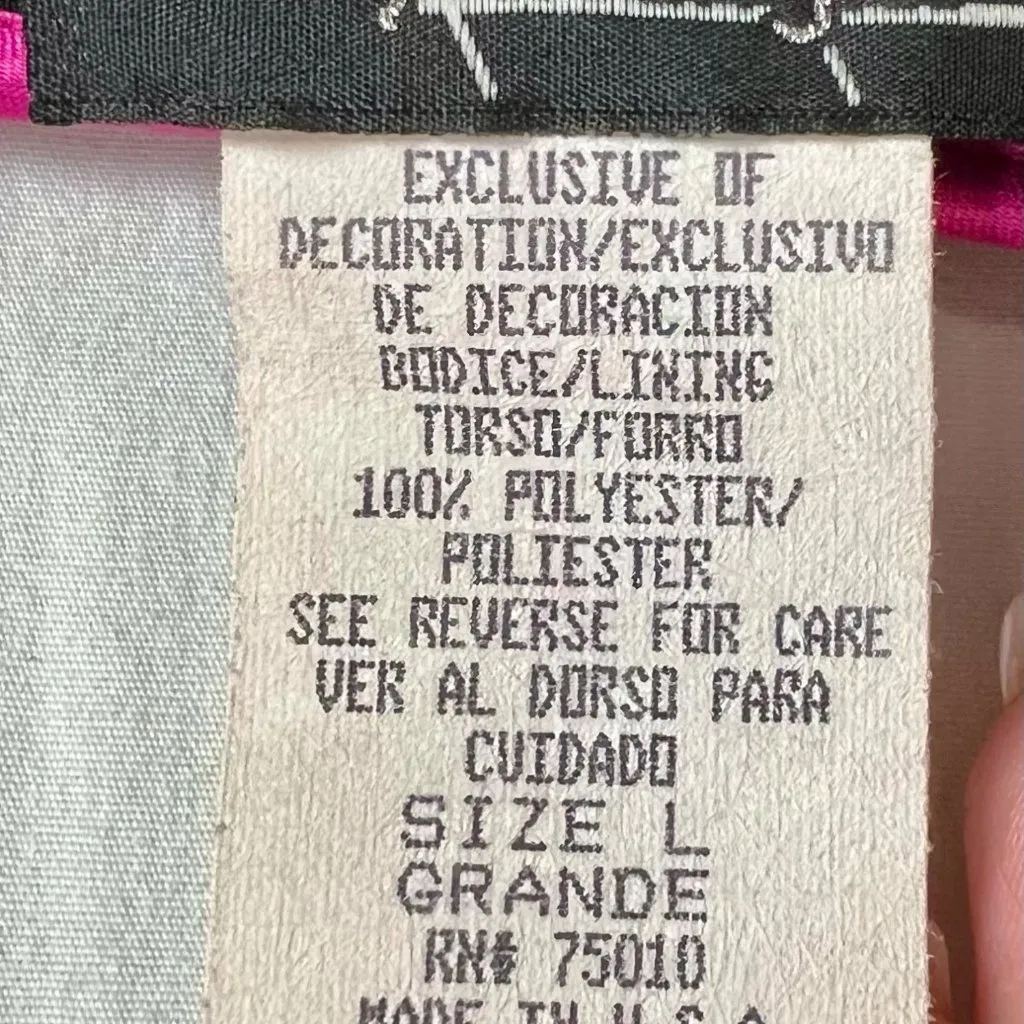 VTG City Triangles Black Maxi Slip Dress Pink Trim Size L Y2K Flowy Prom Size L - Image 8