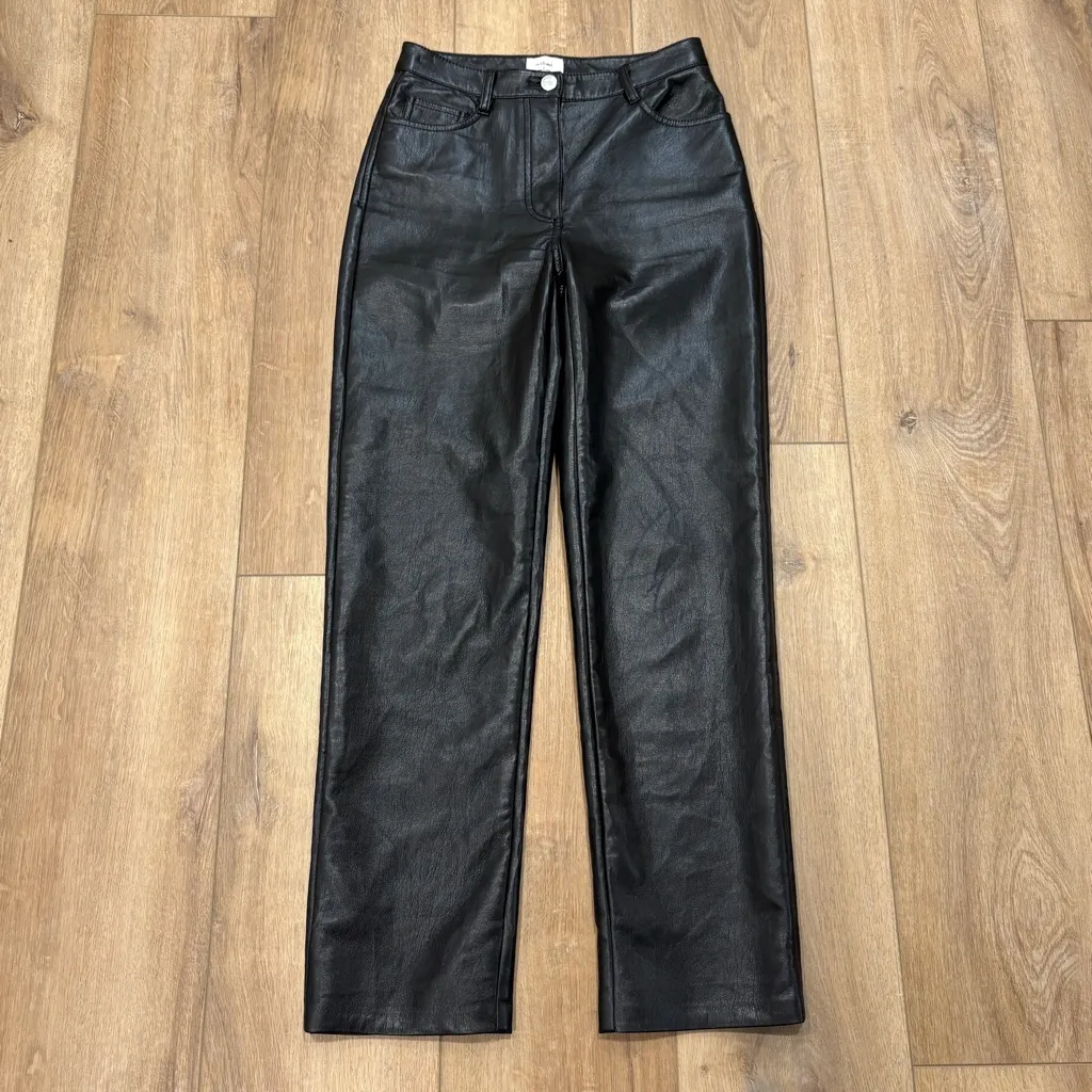 🌟WILFRED🌟 ARITZIA MELINA FAUX VEGAN LEATHER STRAIGHT LEG 5 POCKET PANT BLACK 0 - Image 2
