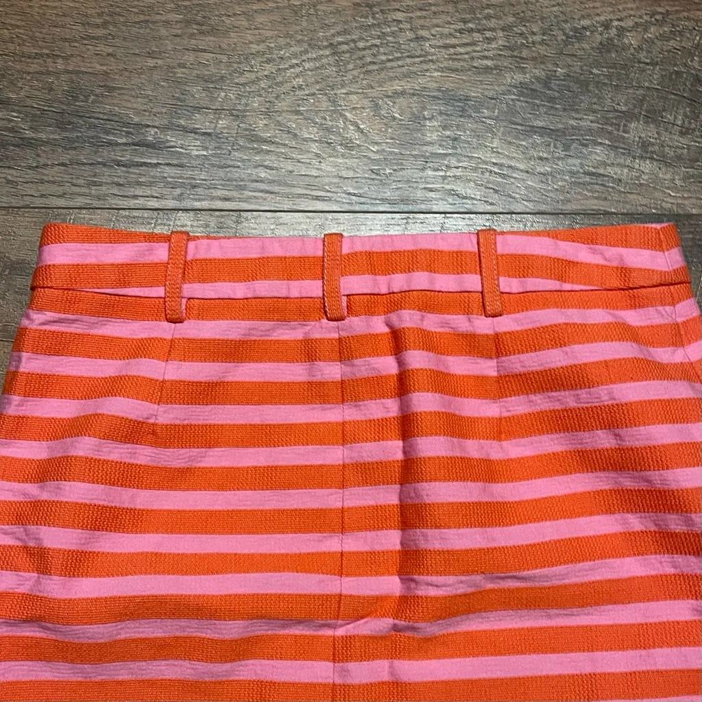 J. Crew Woman's Striped Orange and Pink Spring Mini Skirt Size 2 - Image 5