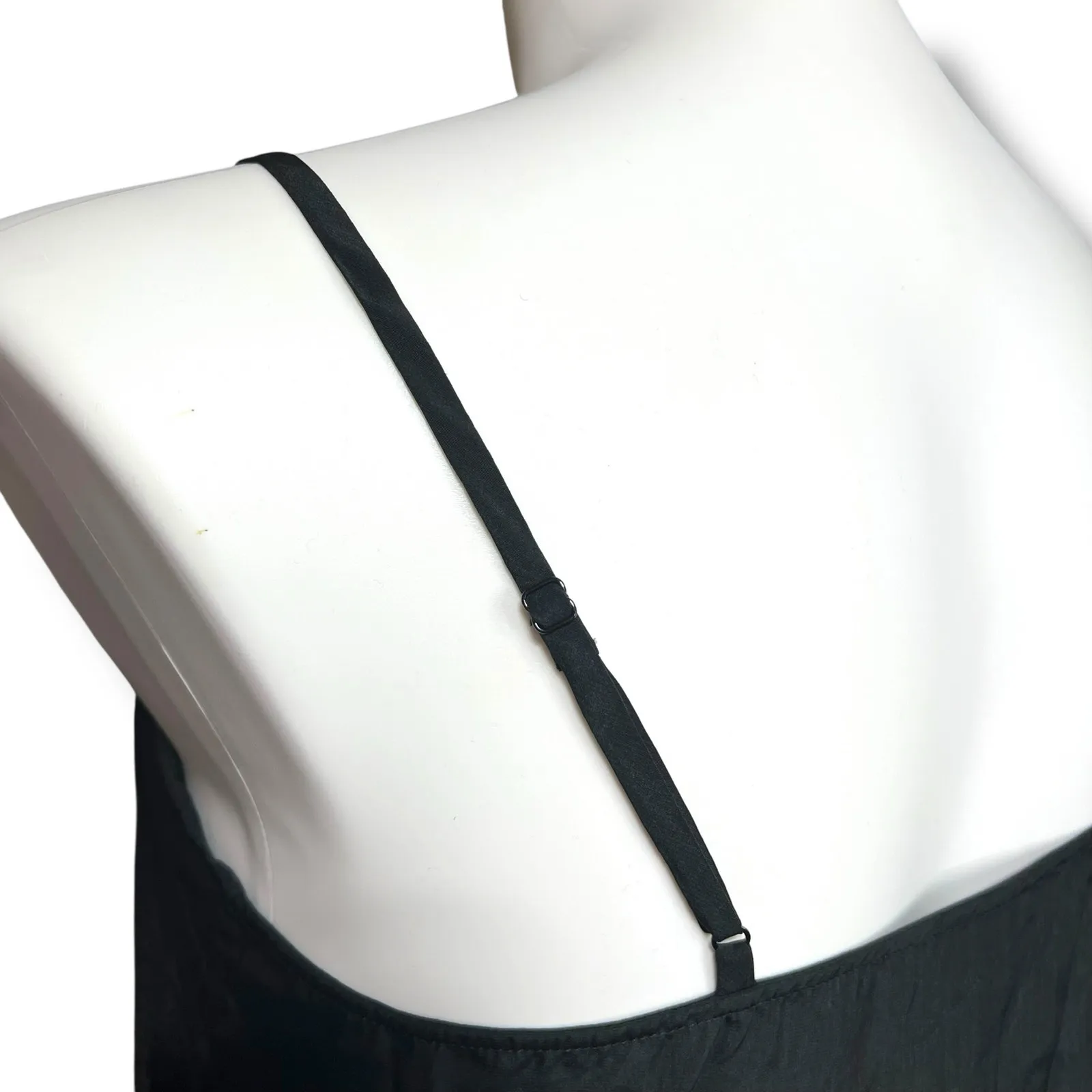 Mossimo Womens Camisole Tank Top Spaghetti Strap Lace Satin Black Large - Image 4