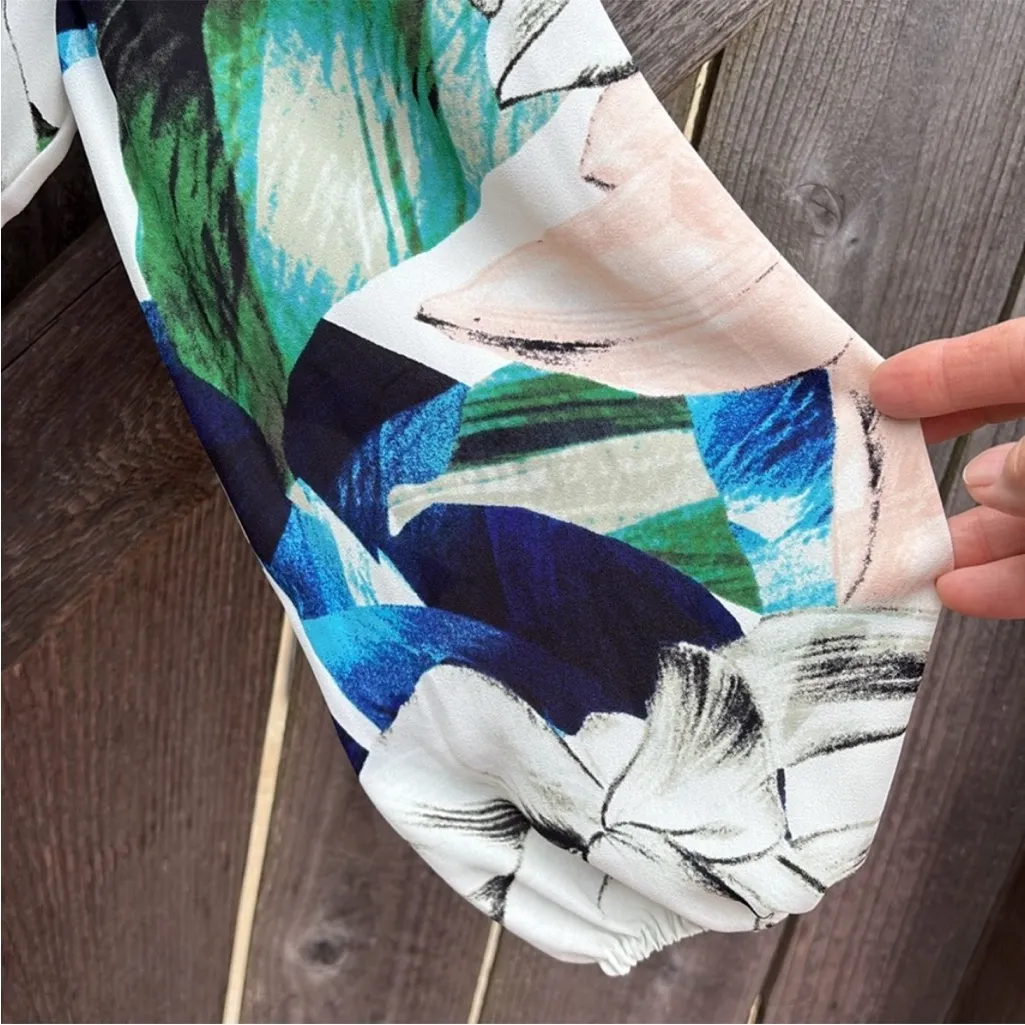 Like New White House Black Market Godet
Dress Ivory Floral Size 2 - Image 7