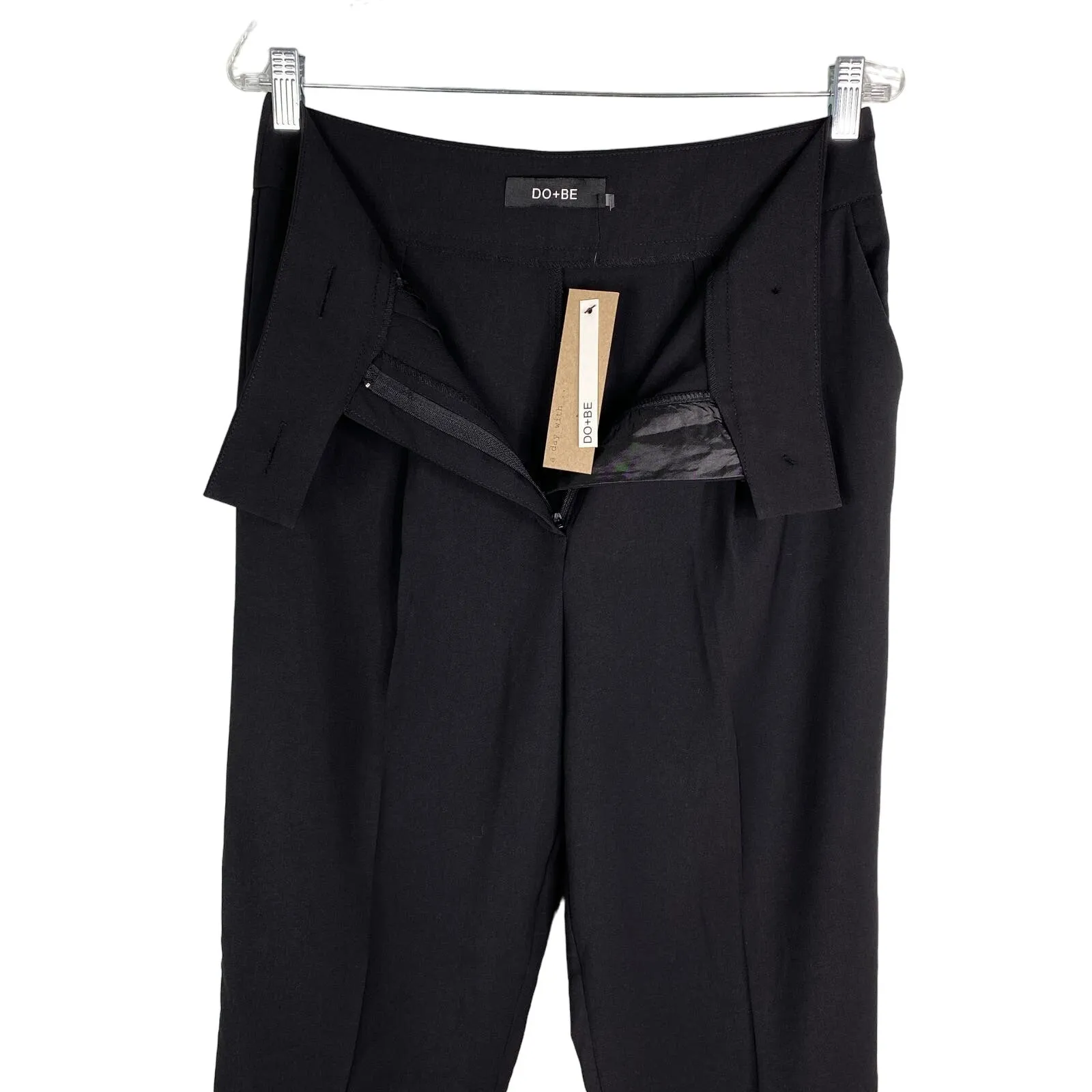 Do + Be Collection Pants Large Black Gold Buttons Pockets Stretch Cuffed New - Image 8