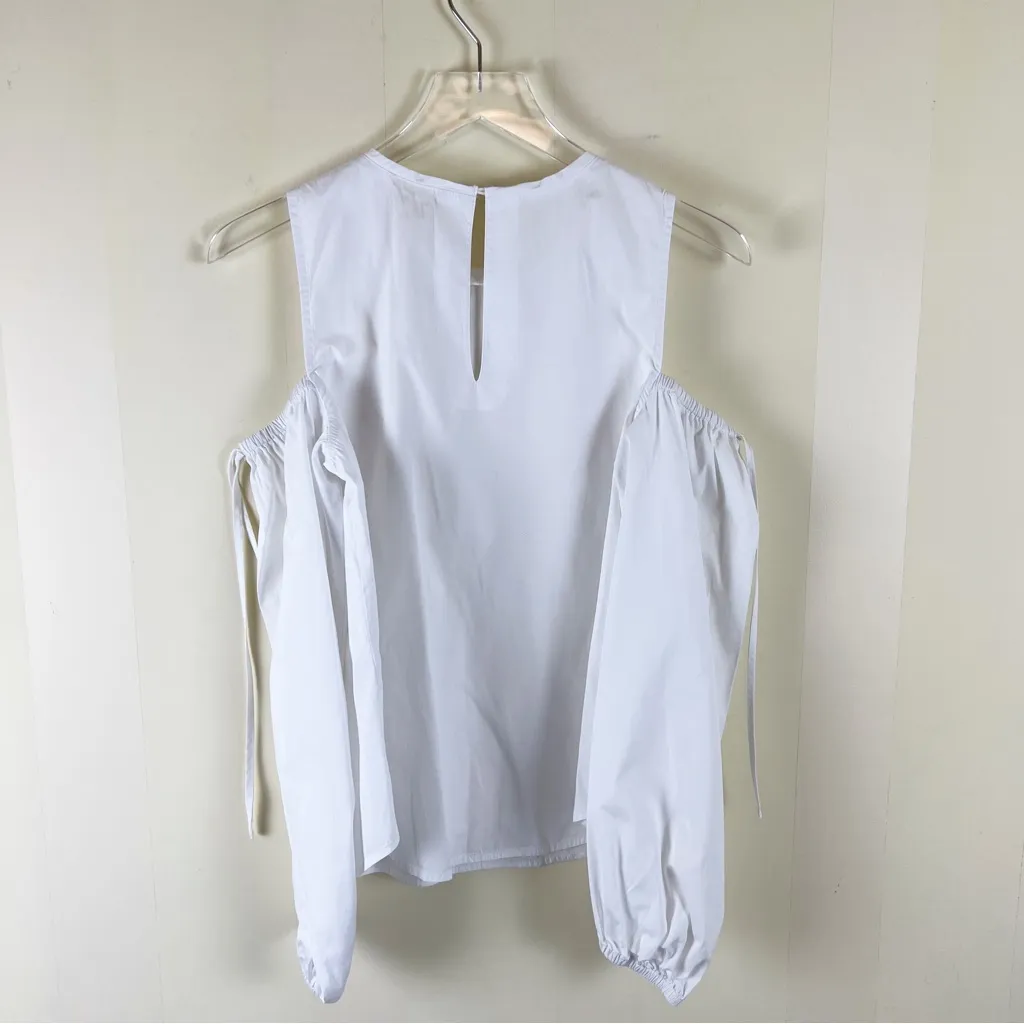 Open Edit White Cold Shoulder Cotton Poplin Top Size Small - Image 4