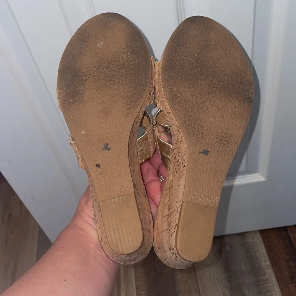 Jack Rogers Sloane Mid Wedge - Cork/Gold - Image 5