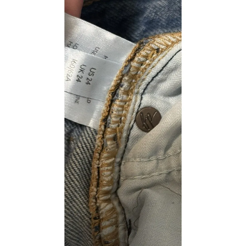 Free People We The Free Maggie Jeans MR Straight Leg Raw Hem Button Fly Size 24 - Image 6