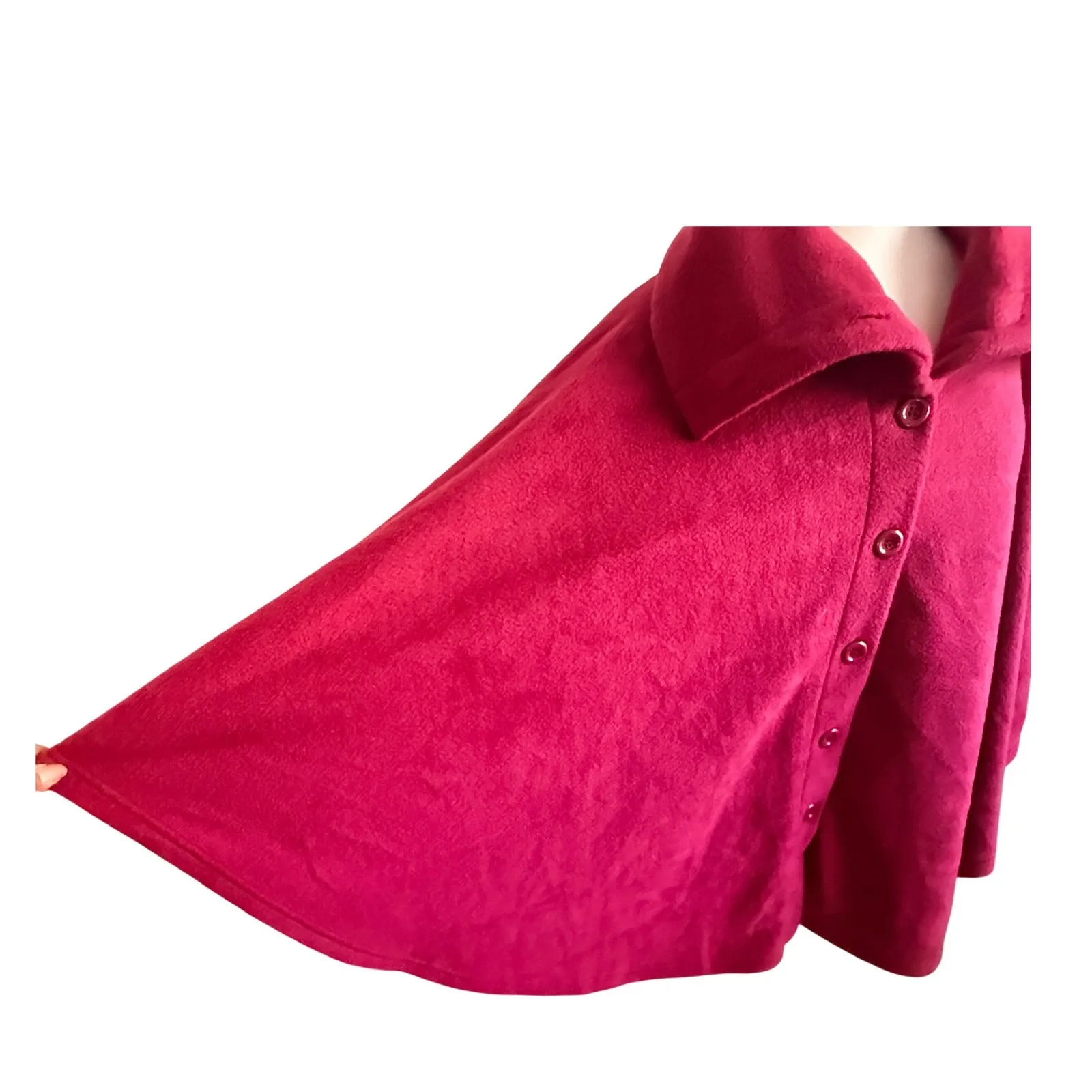 Cover Me Red Cape Poncho One Size OS Button Front Swing Coat - Image 4