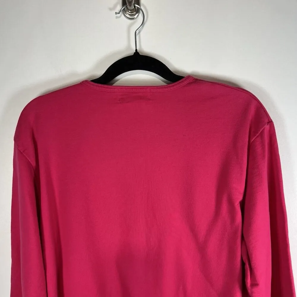 Mandala Bay Top Womens XL Hot Pink Novelty Gardener Dragonflie Tulips Garden Art - Image 8