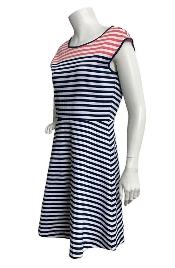 Draper James Stripe Ponte Knit ALine Navy Pink Mini Fit Flare Small Nautical - Image 4