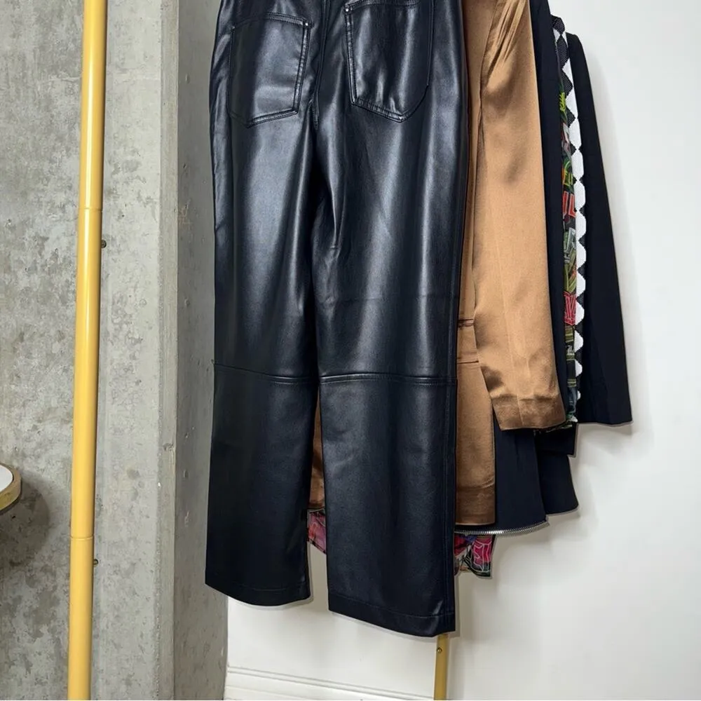 Ted Baker London Black Plaider Faux Leather Panel Crop Ankle-Length Trousers - Image 10