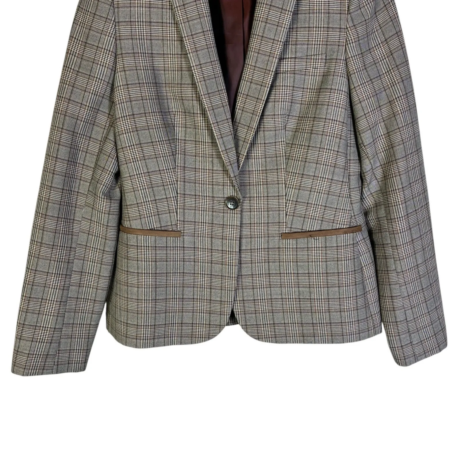Tommy Hilfiger Plaid Blazer Size 10 Brown Preppy Old Money Light Academia - Image 6