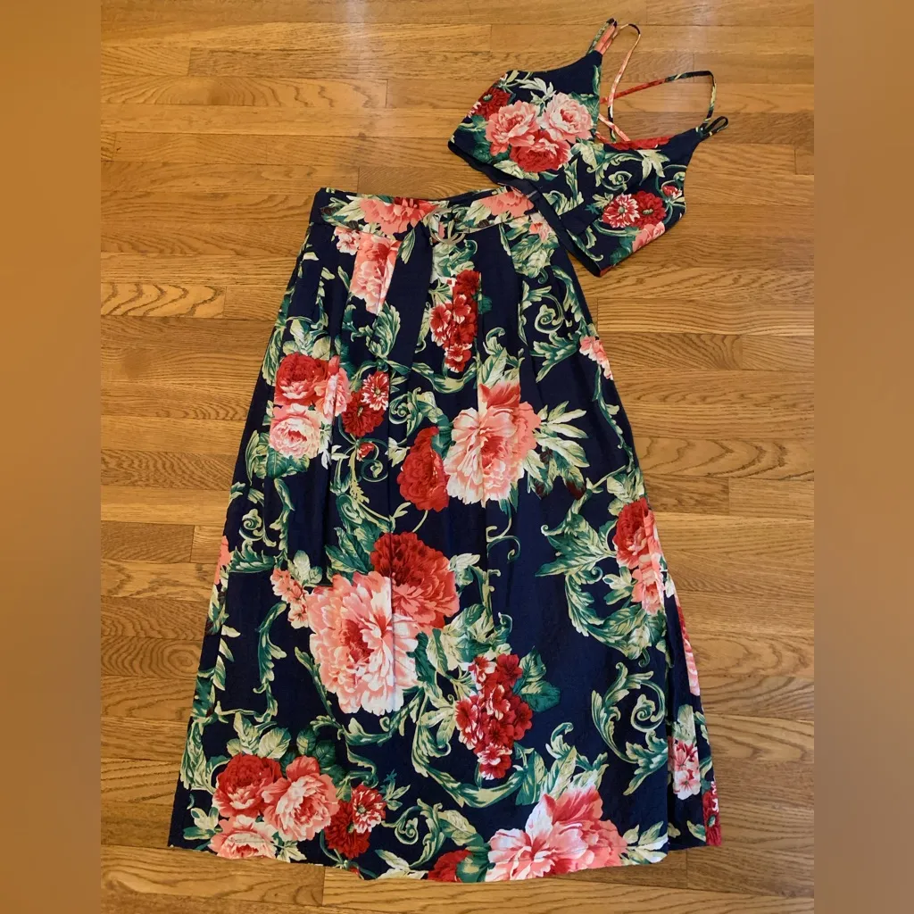 Floral print two piece midi skirt size M - Image 5