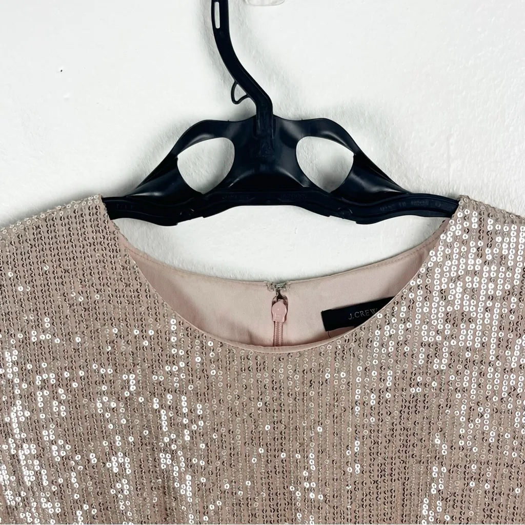 J. CREW Blush Sequin Cap Sleeves Back Zipper Lined Holiday Party Dress, Size 8 - Image 6