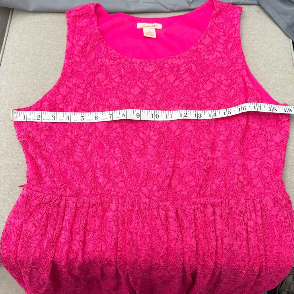 candalite bright pink sleeveless dress with lace overlay size XL - Image 5