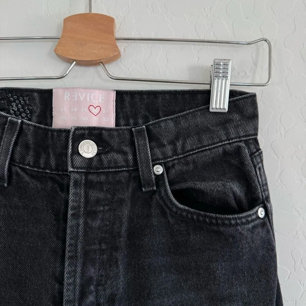 Revice Black Wash High Rise Button Fly Straight Leg Jeans Size 26 - Image 4