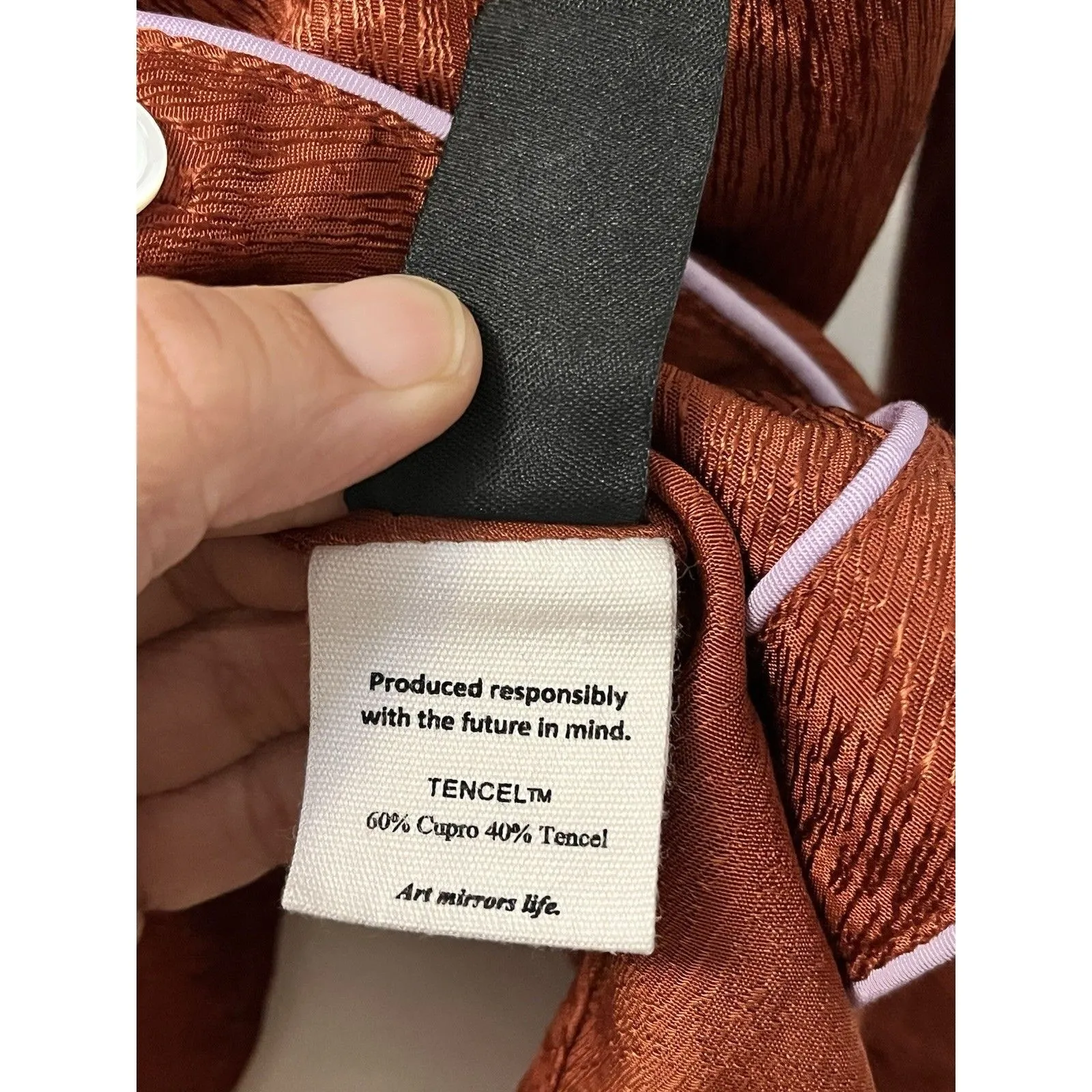 Womens Silk Shirt Small Bronze Metallic Dreamy Artsy Fairy Boho Mystical Formal Brown - Image 3