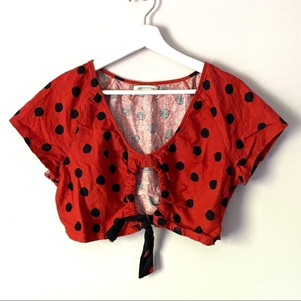 Urban Outfitters Red black Polka Dot Crop Large - Image 2