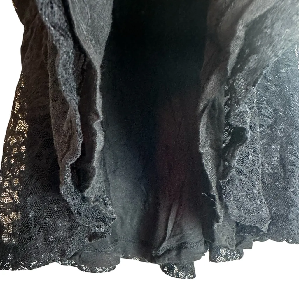 Bongo Black Lace Babydoll Crop Top Y2K Dark Fairy Grunge Rhinestones Size M - Image 4