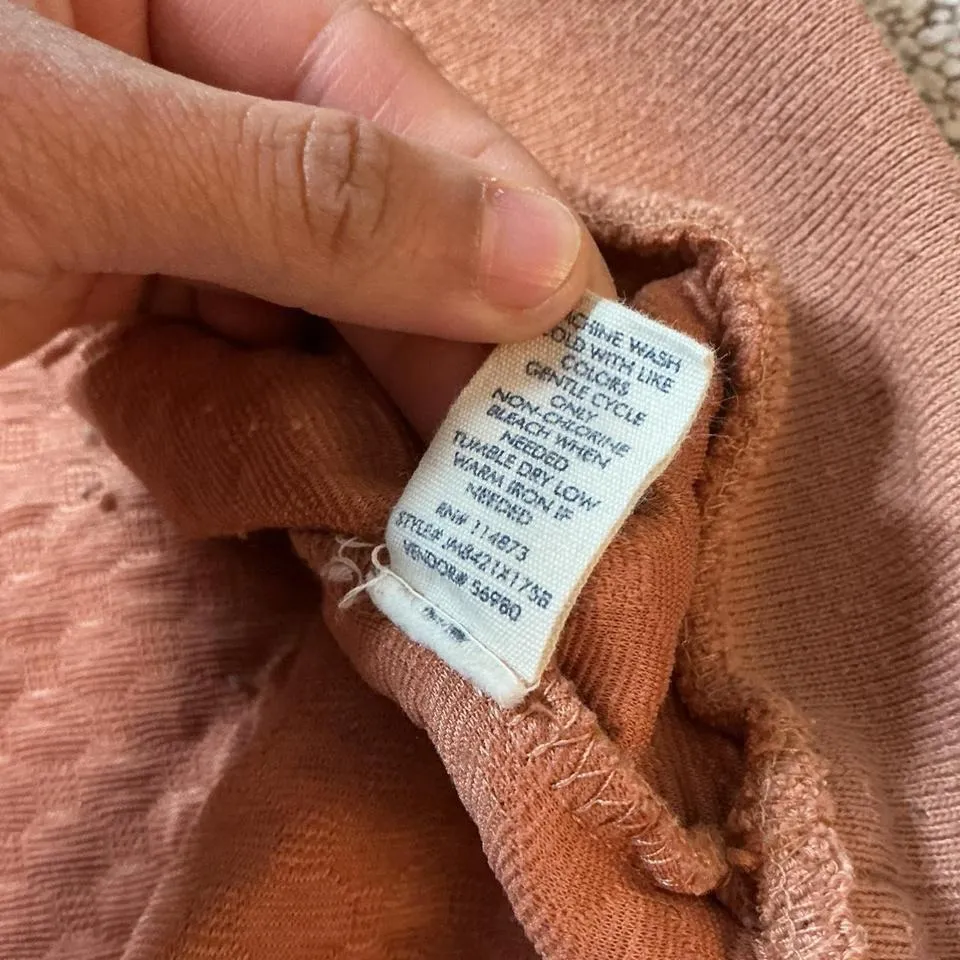 BKE Women's Quilted Textured Hoodie Pullover Sweatshirt Peach Size L - Image 6