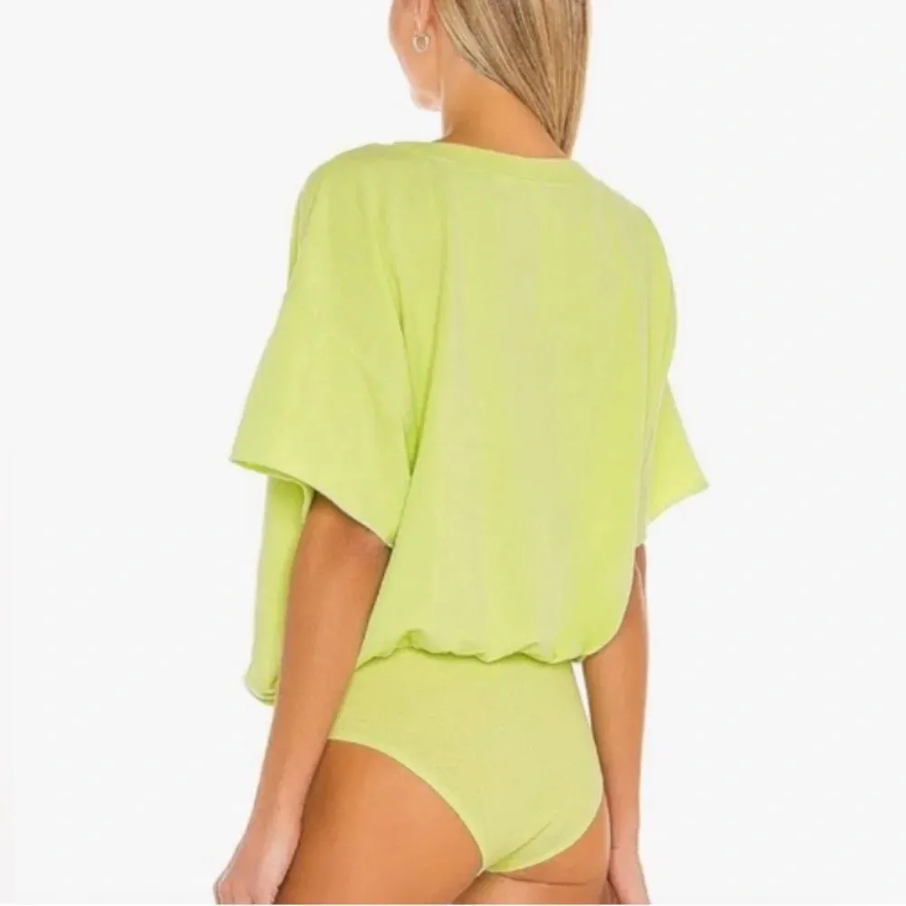 Free people revolve neon green cozy girl bodysuit NWOT fall casual ribbed - Image 3