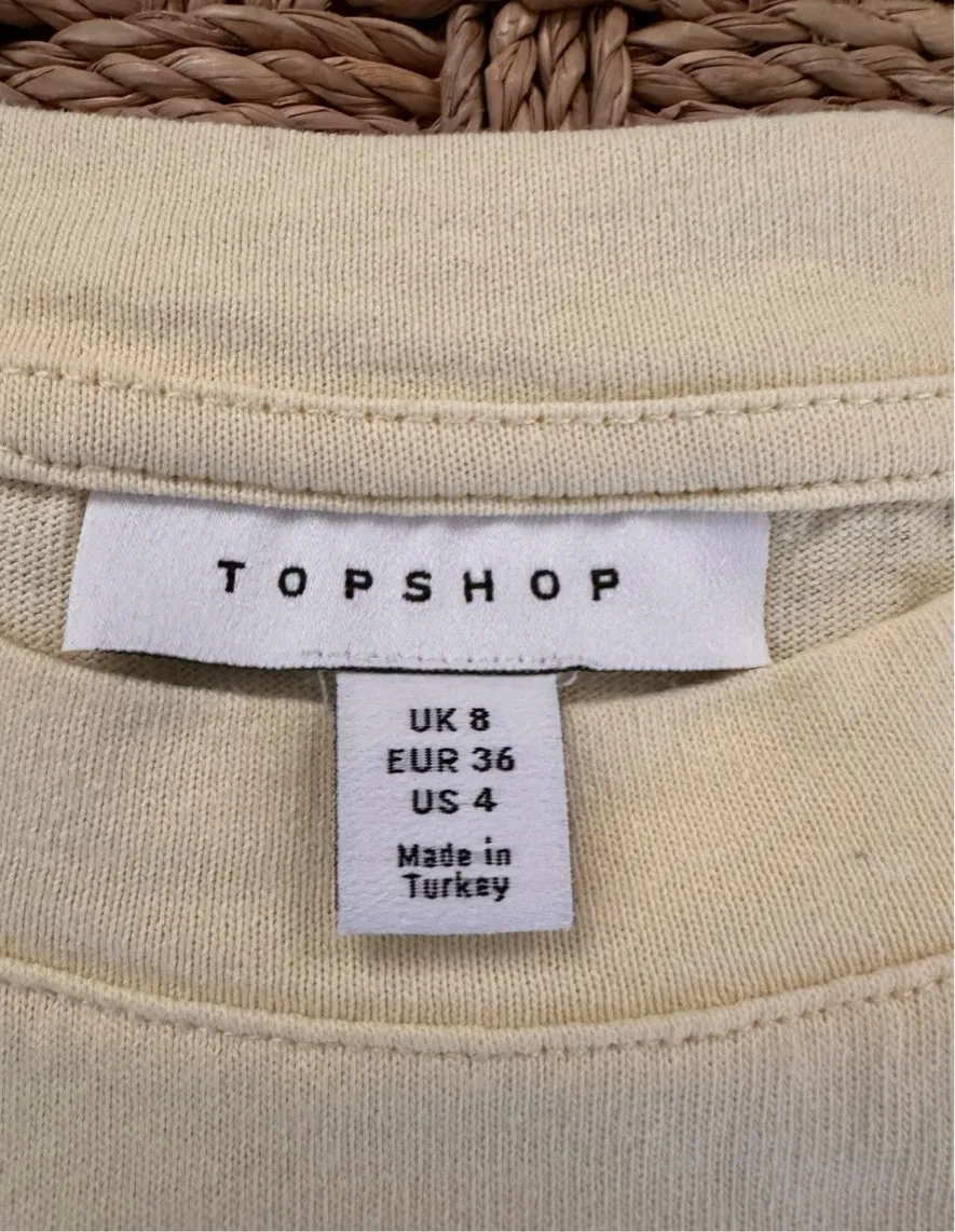 TOPSHOP Yellow Pastel Black New York Embroidered Crop Top Short Sleeve Cotton 4  - Image 7
