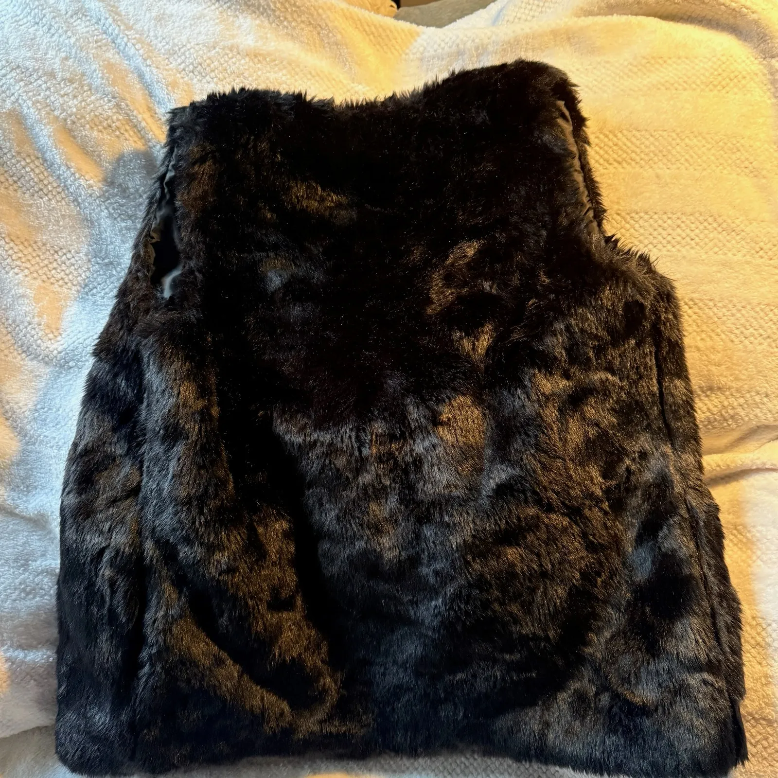 NWOT new Long Tall Sally faux fur vest size US 10 Black - Image 3