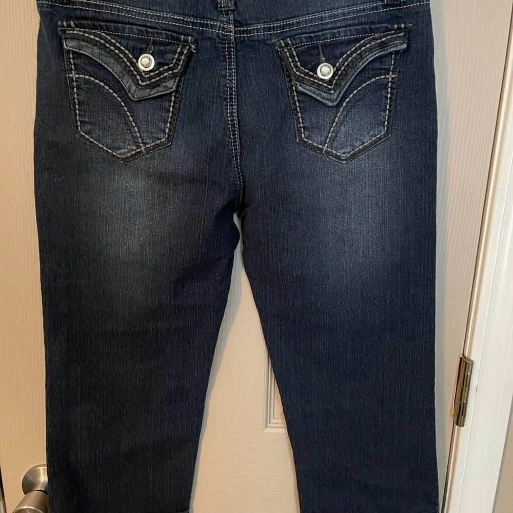 Out Jeans Stretch Capri Dark Wash Y2K Size 6 - Image 8