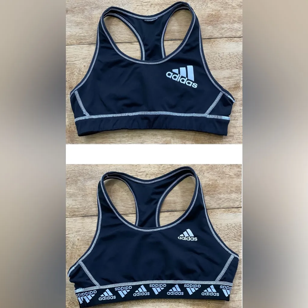 Adidas Women’s (See Pics For Measurements) Reversible Black Logo Athletic Bra‎ - Image 2
