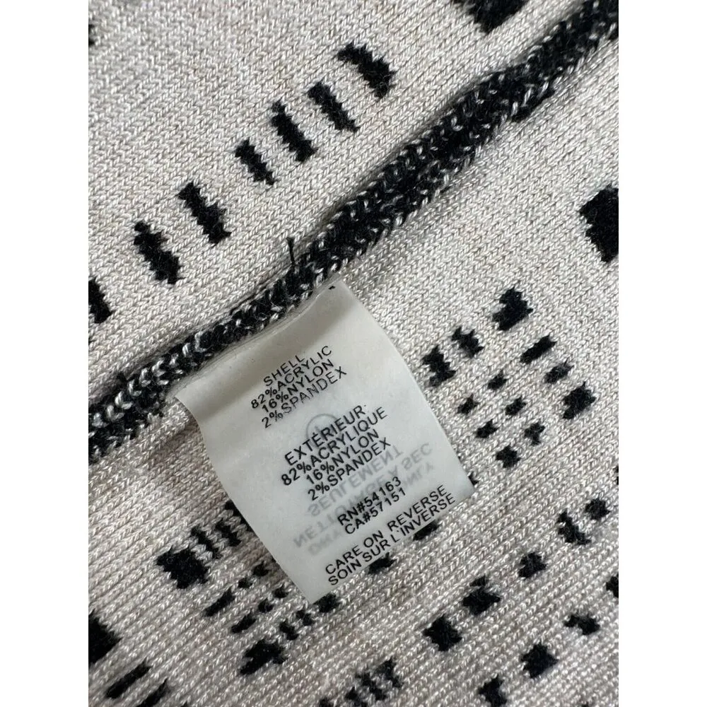 Ivanka Trump Womens Small Black Cream Open Front Cardigan Long Sleeve Abstract - Image 15