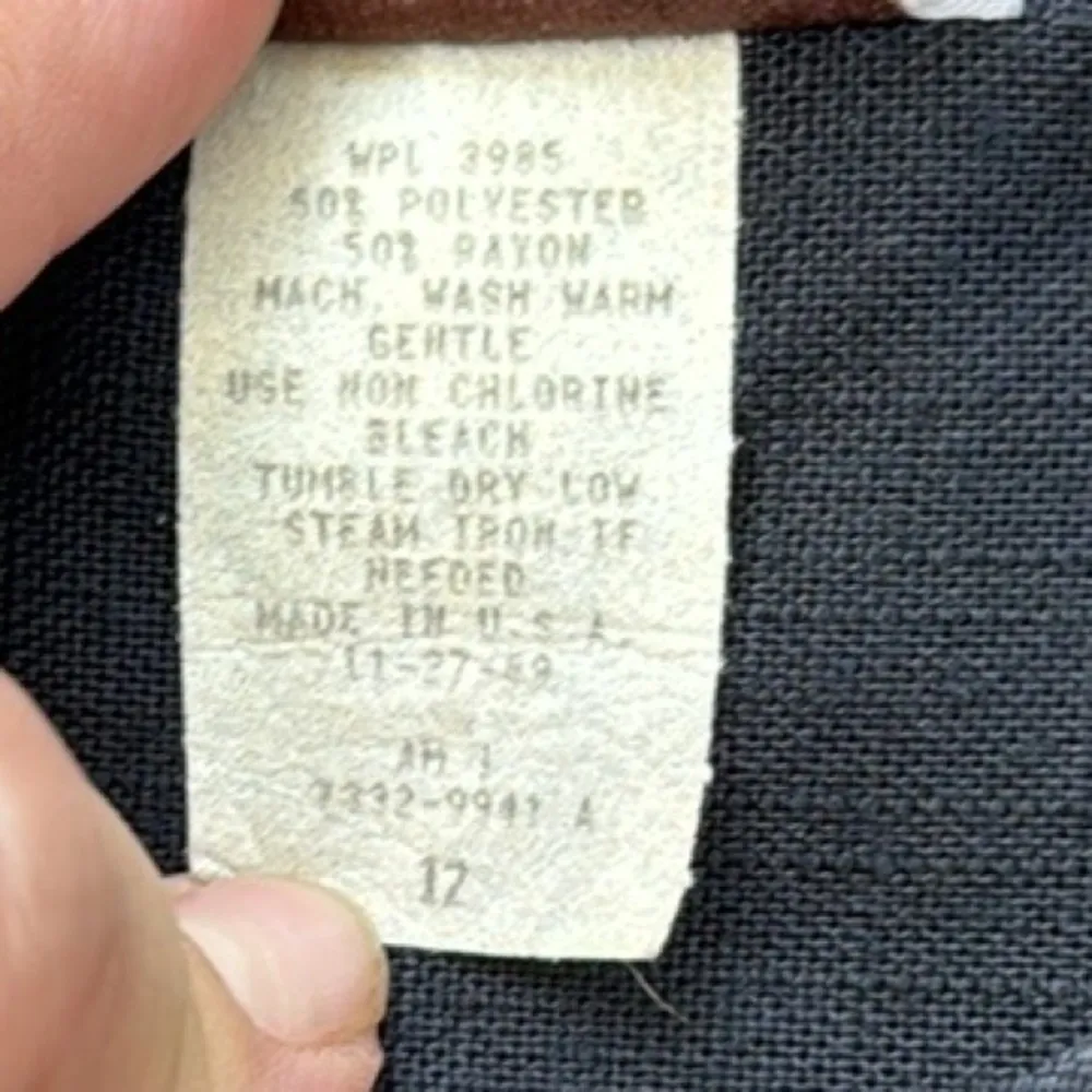 Vintage Damon Petite Button Down Puff Sleeve Midi Dress Black 12 - Image 4