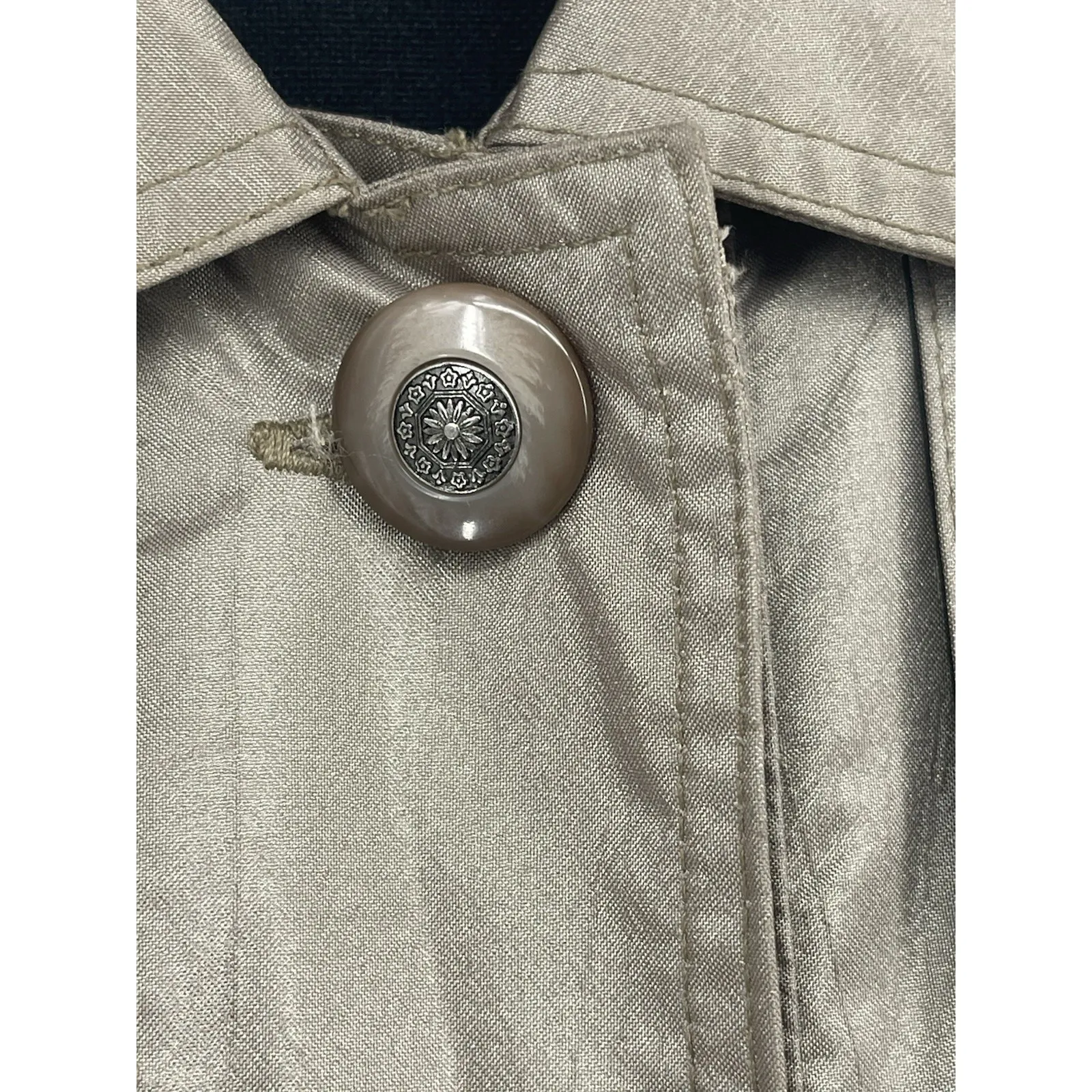 VTG British Mist Long Double Breast Trench Raincoat Womens Sz 10 Retro Old Money - Image 6