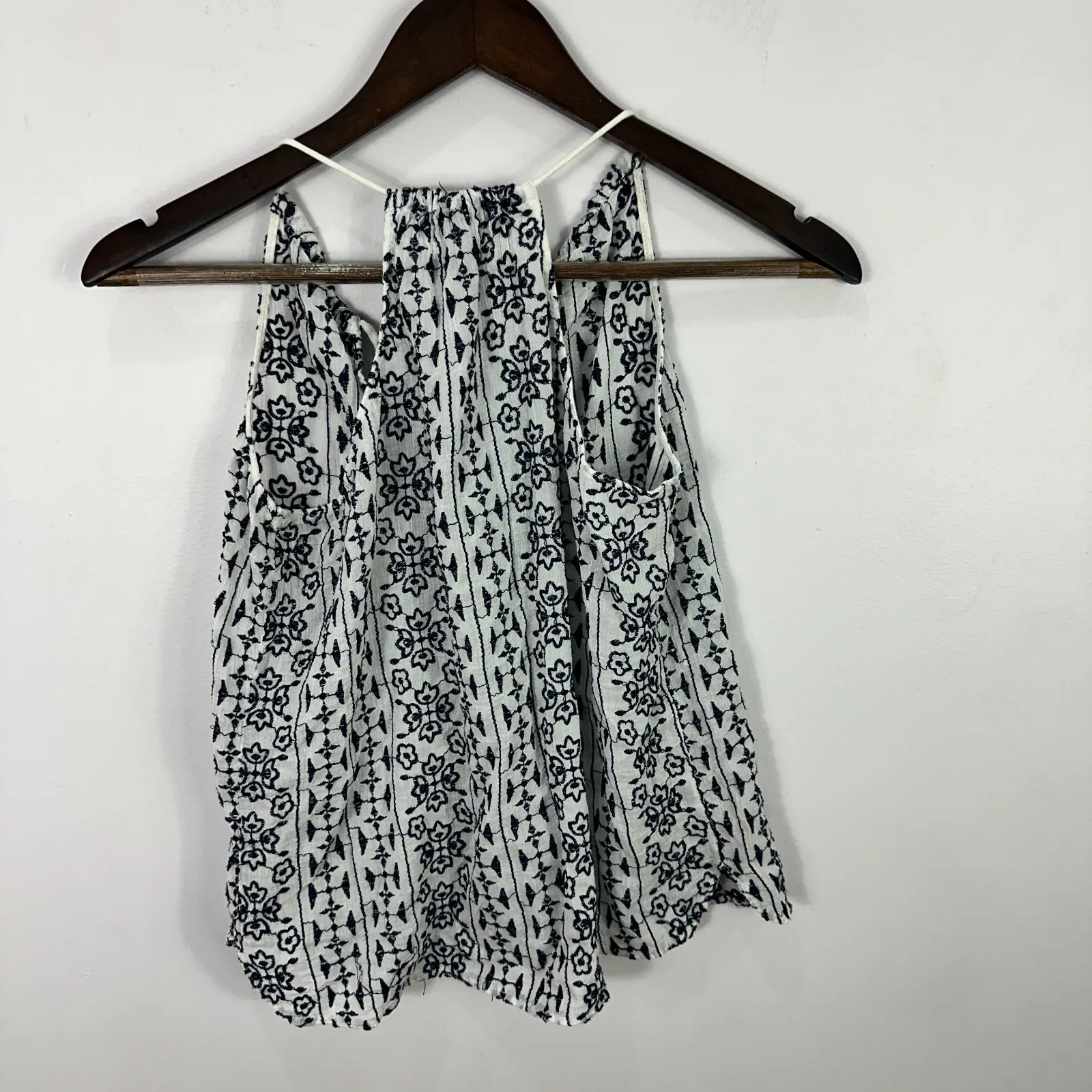 Ann Taylor LOFT Petites XSP Blue Embroidered Sleeveless‎ Top Cottagecore Boho - Image 3