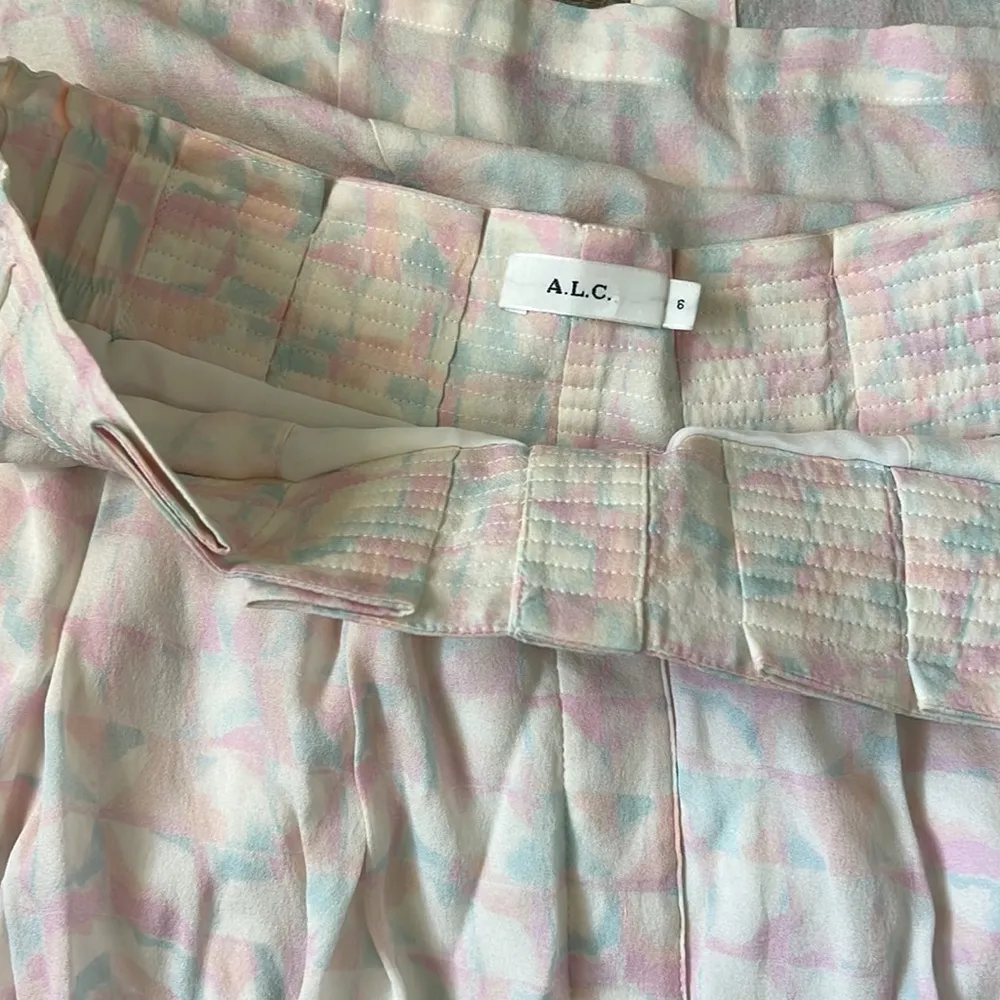 A.L.C. Pink Pastel Water Color Silk Maxi Skirt Size 6 - Image 2