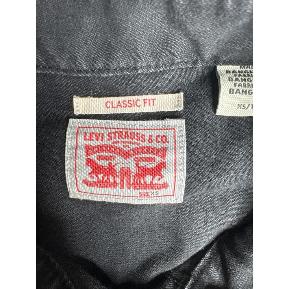 Levi’s Standard Fit Pearl Snap Button Down Shirt XS Grey Fringe Western Gray - Image 3